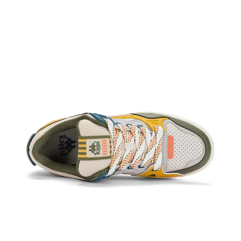 Kappa Low Top Skateboard Shoes Unisex White Green Yellow-2