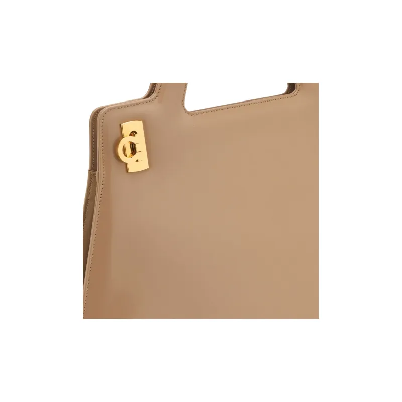 FERRAGAMO Cow Leather Shoulder Bag Crossbody Bag Handbag Women's Beige-3