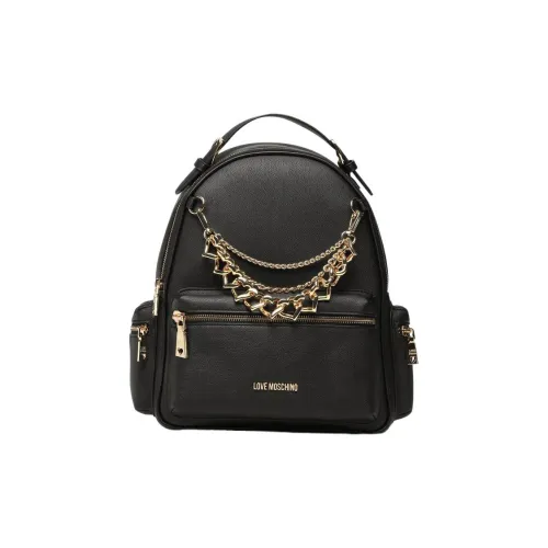LOVE MOSCHINO Leather Backpack Large Size Women's Black
