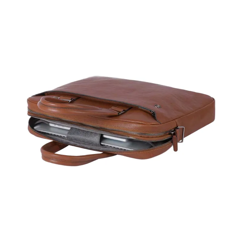 PIQUADRO Leather Briefcase Shoulder Bag Crossbody Bag Handbag Unisex Brown-1