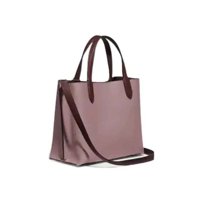 COACH Willow Leather Tote Bag, Shopping Bag, One Shoulder Handbag Medium Size Women's Washed Purple-1