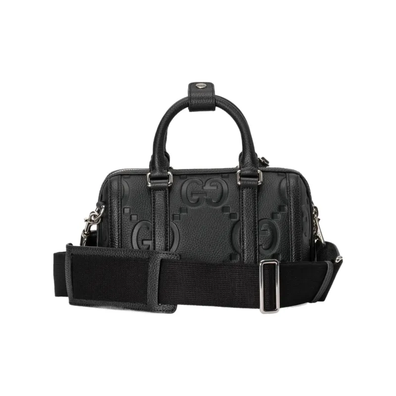 GUCCI Leather Cylinder Bag Handbag Shoulder Bag Crossbody Bag Travel Bag Mini Men's Black-2