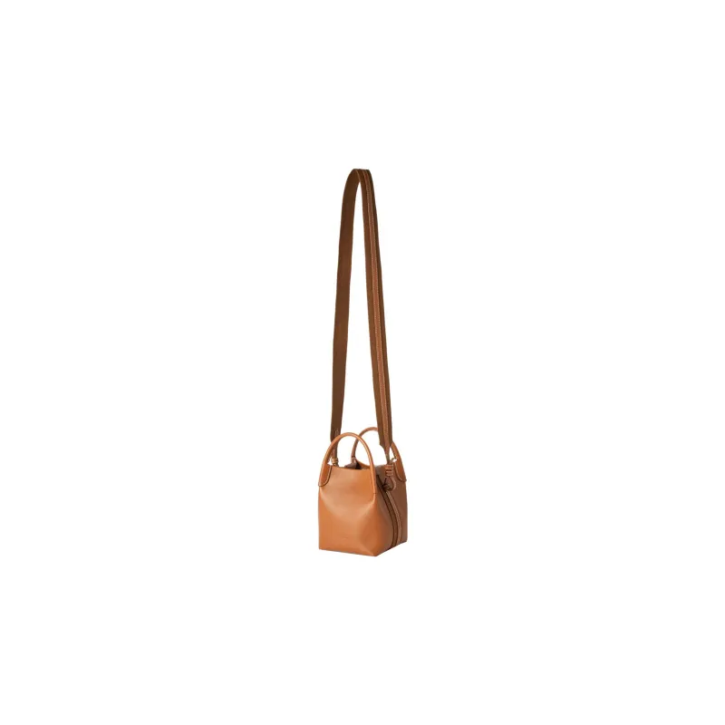 Loro Piana Cow Leather Shoulder Bag, Crossbody Bag, Handbag Mini Women's Warm Brown Taupe-1