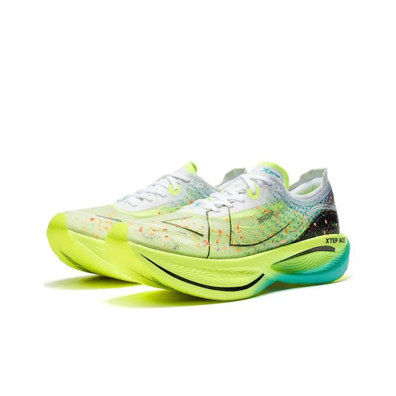 XTEP 160X 3.0 Pro Anti Slip Wear Resistant Low Top Marathon Long Distance Running Shoes Men's Aurora Green Black-2