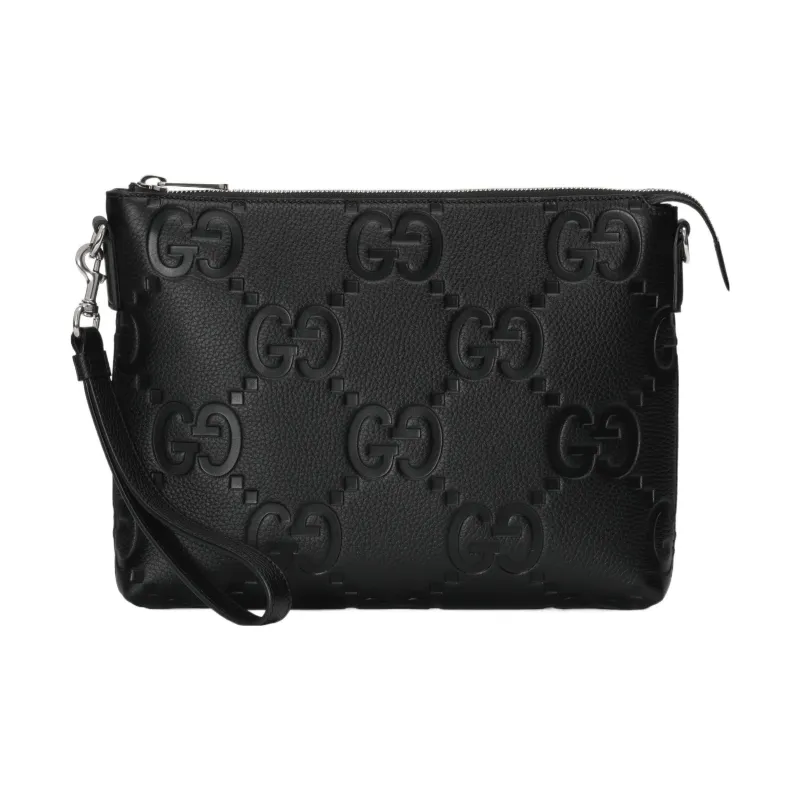 GUCCI Leather Messenger Bag, One Shoulder Crossbody Clutch Tubas Men's Black-0