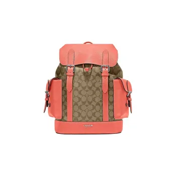 COACH Hudson Cow Leather Backpack Large Size Men's Orange & Brown