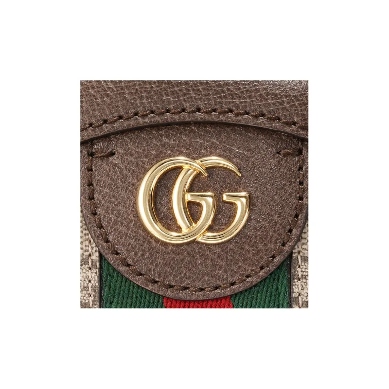 GUCCI Ophidia Canvas With Leather Round Bag Chain Shoulder Bag Crossbody Bag Mini Women's Ebony/Brown-5