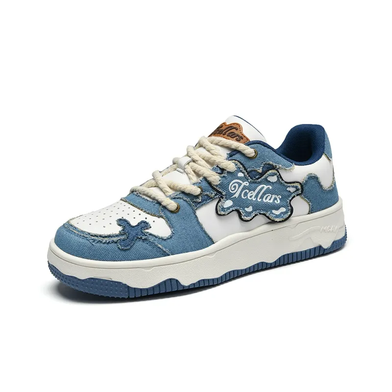 TCELLARS Auspicious Clouds Low Top Stylish Skateboarding Shoes Unisex Denim Blue-2