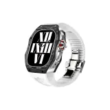 Carbon Fiber Case+White Strap+Silver Frame/Buckle