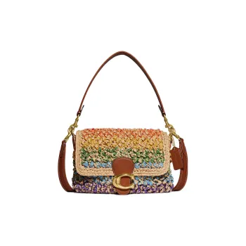 COACH Soft Tabby Straw Woven With Leather Bacchus Bag Shoulder Bag Crossbody Bag Regular Women's Multicolor