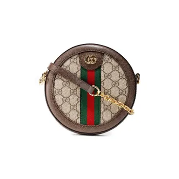 GUCCI Ophidia Canvas With Leather Round Bag Chain Shoulder Bag Crossbody Bag Mini Women's Ebony/Brown
