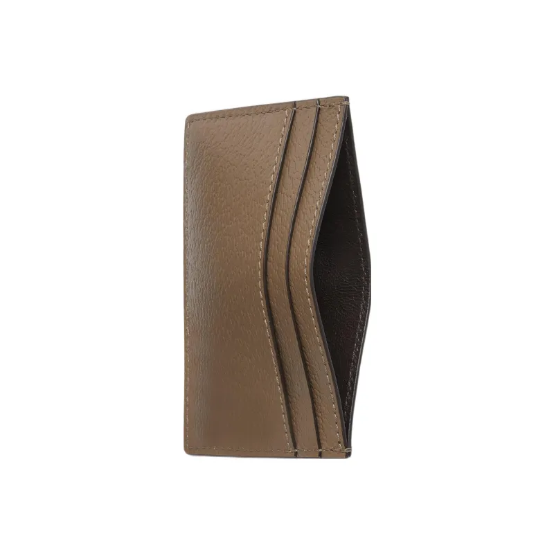 GUCCI GG Marmont Leather Card Clip Card Holder Men's Taupe-1