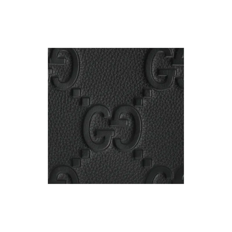 GUCCI Leather Messenger Bag, One Shoulder Crossbody Clutch Tubas Men's Black-8