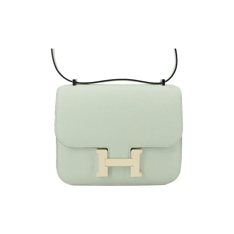 HERMES Constance Epsom Leather Shoulder Bag, Crossbody Bag Mini Women's 0S Vert Fizz Bubble Green-0