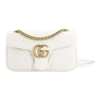 GUCCI GG Marmont Leather Crossbody Bag Shoulder Bag Women's White