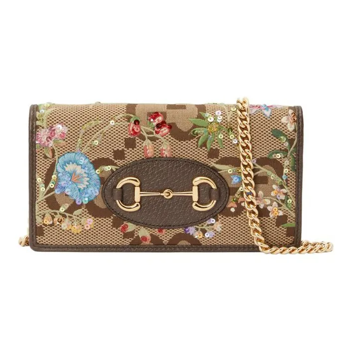 GUCCI Horsebit 1955 Canvas With Leather Shoulder Bag, Crossbody Bag, Wallet Regular Women's Brown-0