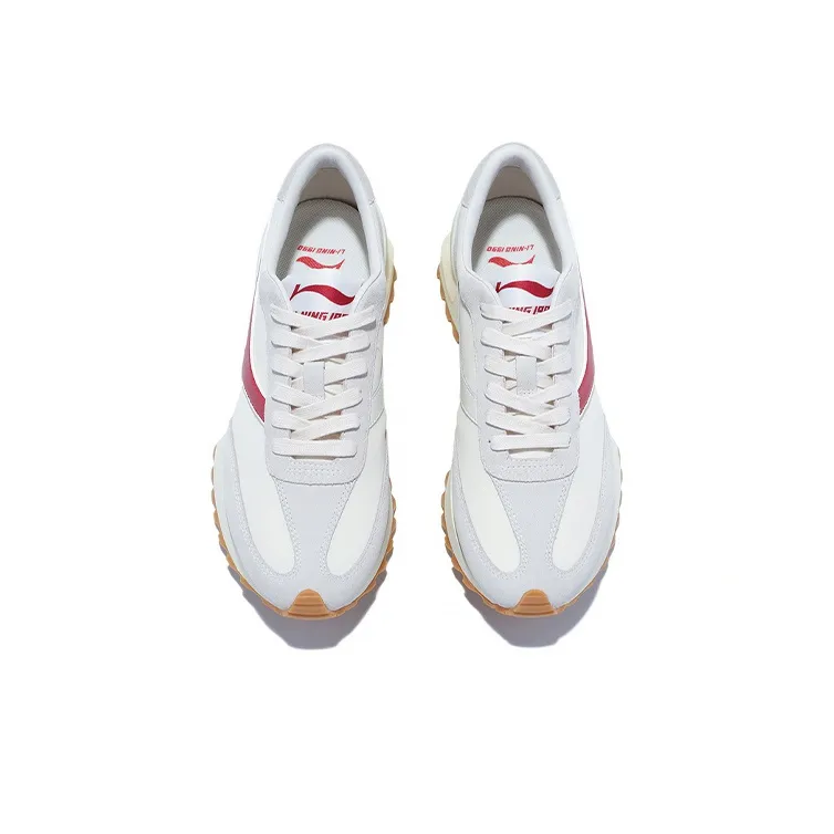 LI NING 1990 Zhengrong Anti Slip Wear Resistant Low Top Sports Casual Shoes Men's White Chili Red-2