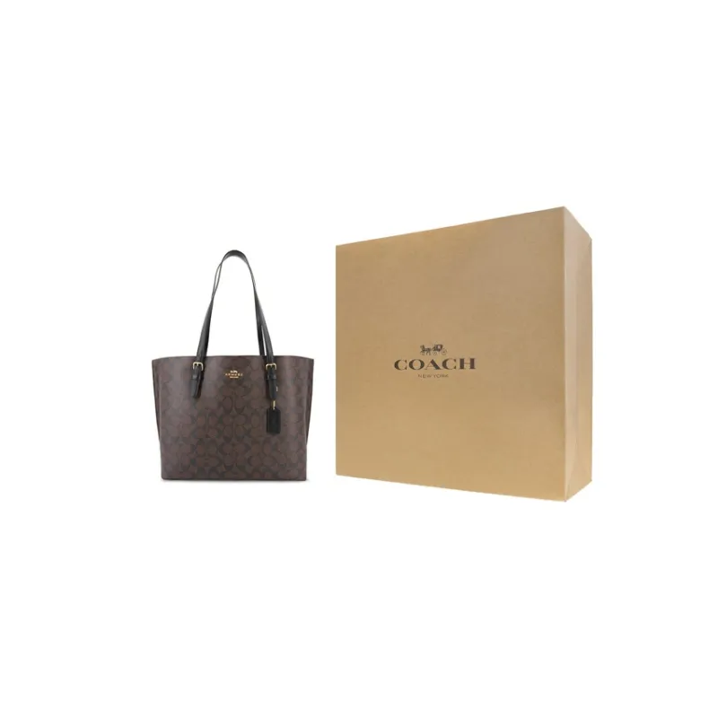 COACH Mollie Leather Tote Bag, Shopping Bag, Handbag, Shoulder Bag Tubas Women's Dark Brown Monogram-8