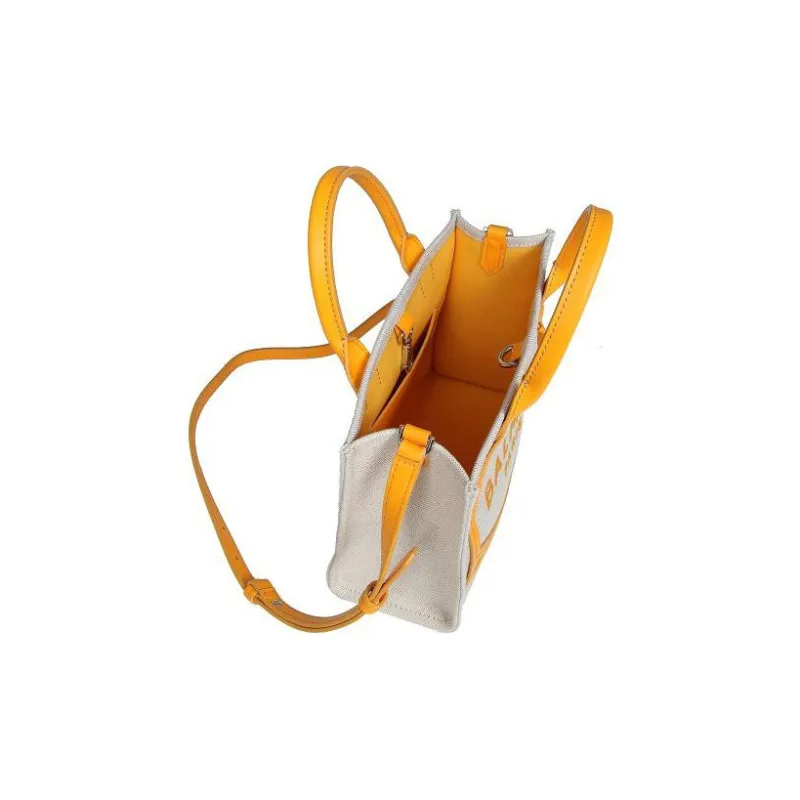 BALMAIN Leather With Fabric Tote Bag Shopping Bag Shoulder Bag Crossbody Bag Handbag Mini Women's White/Yellow-4