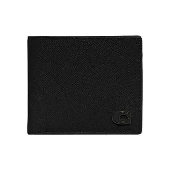 COACH Billfold Wallet Cow Leather Card Holder Wallet Men's Black