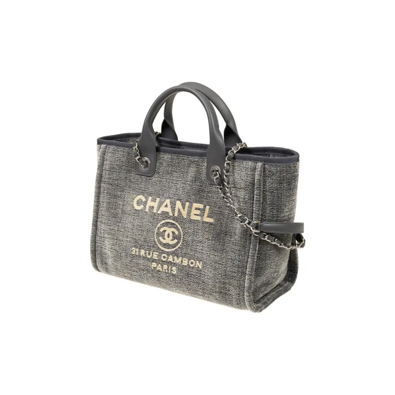 CHANEL Canvas Bag, Tote Bag, Shopping Bag, Shoulder Bag, Crossbody Bag, Handbag Trumpets Women's Gray-1