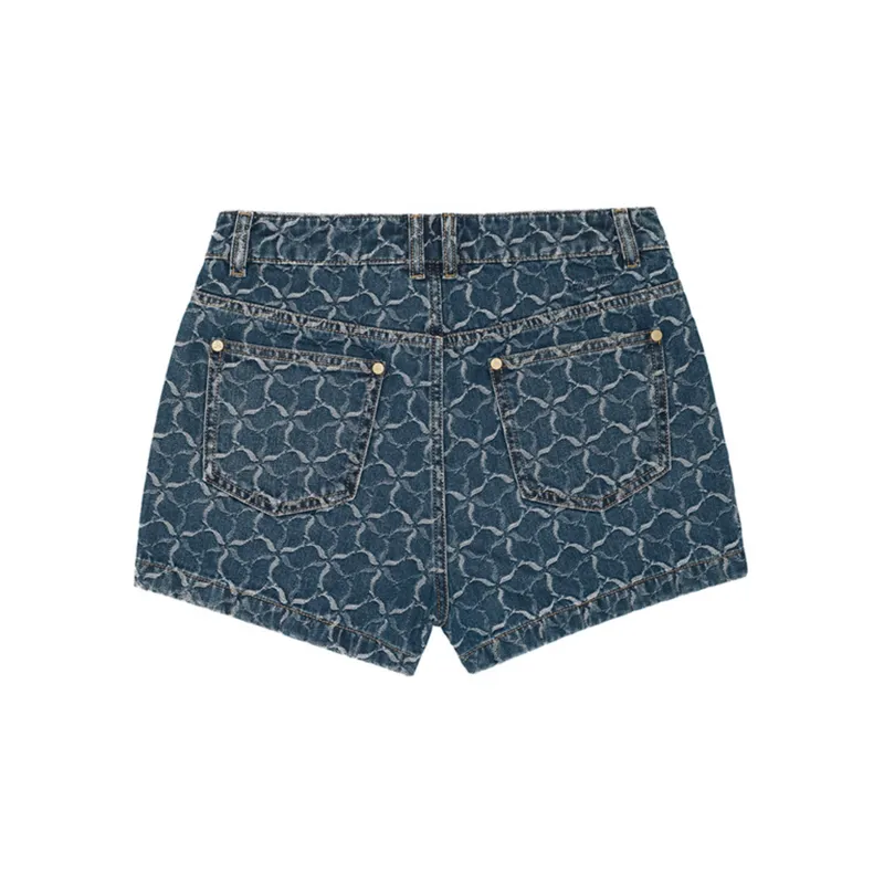 LI NING 1990 Denim Shorts Women's New Denim Blue-1