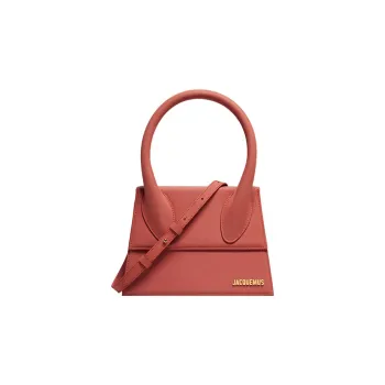 Jacquemus Cow Leather Shoulder Bag Crossbody Bag Handbag Large Size Women's Brick Red