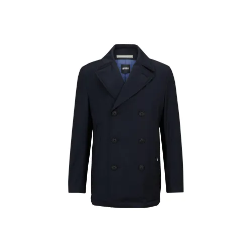 HUGO BOSS Coats Men Dark Blue