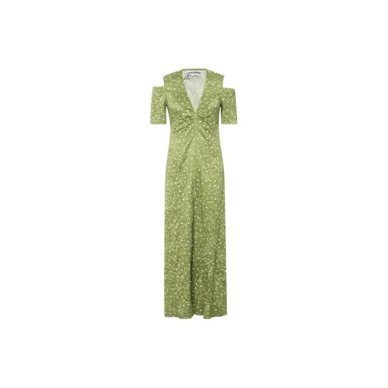 GANNI Short Sleeved Dresses Women's Green-1