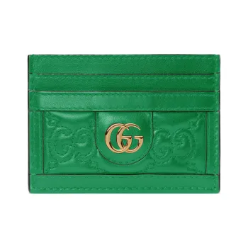 GUCCI GG Matelassé Leather Clutch Card Holder Small Size Women's Green