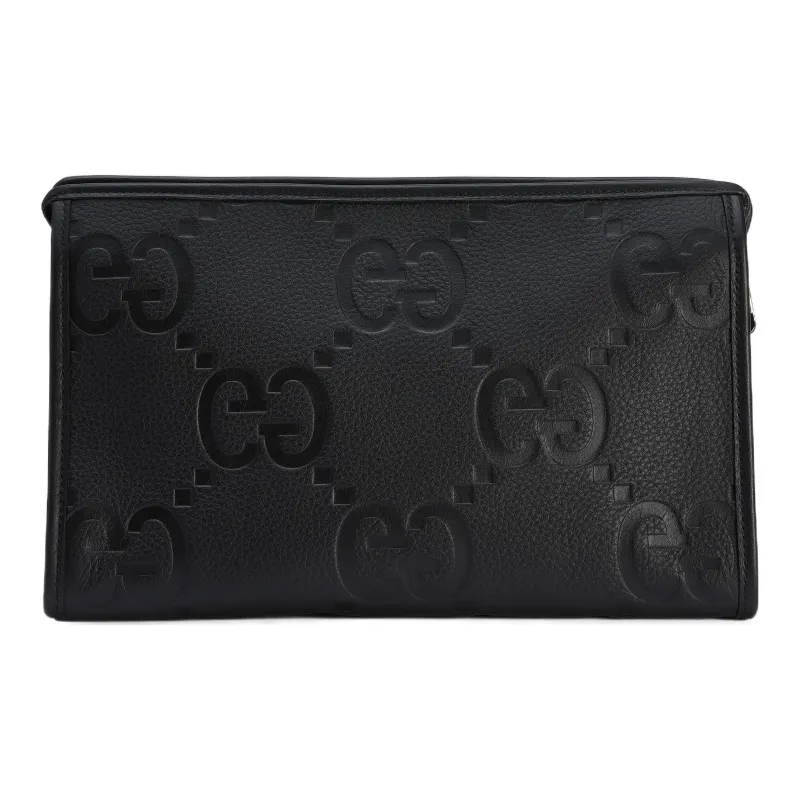 GUCCI Leather Clutch Large Size Men's Black-2