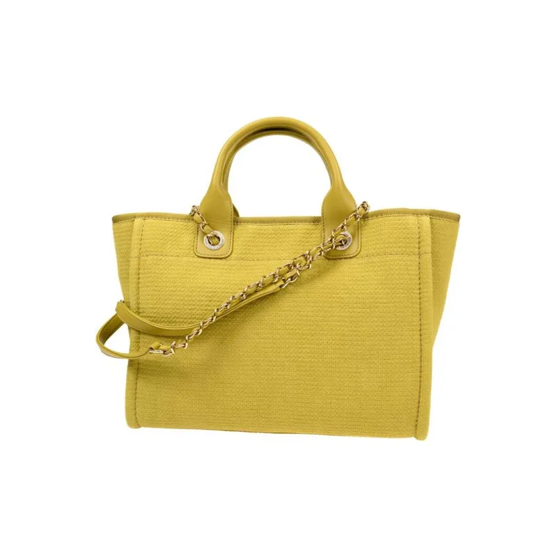 CHANEL Canvas Bag, Tote Bag, Shopping Bag, Shoulder Bag, Crossbody Bag, Handbag Trumpets Women's Yellow Green-2