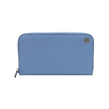 GUCCI Grained Cow Leather Wallet Unisex Light Blue