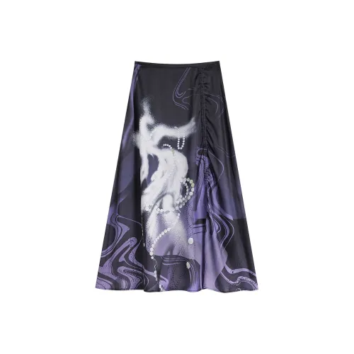 ELF SACK Casual Long Skirts Women's Night Purple