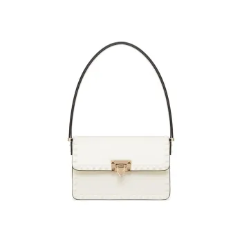Valentino Rockstud Cow Leather Shoulder Bag Women's Ivory White