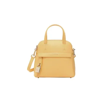Furla Piper Collection Grained Leather Dome Bag Shoulder Bag Crossbody Bag Handbag Small Size Women's Yellow