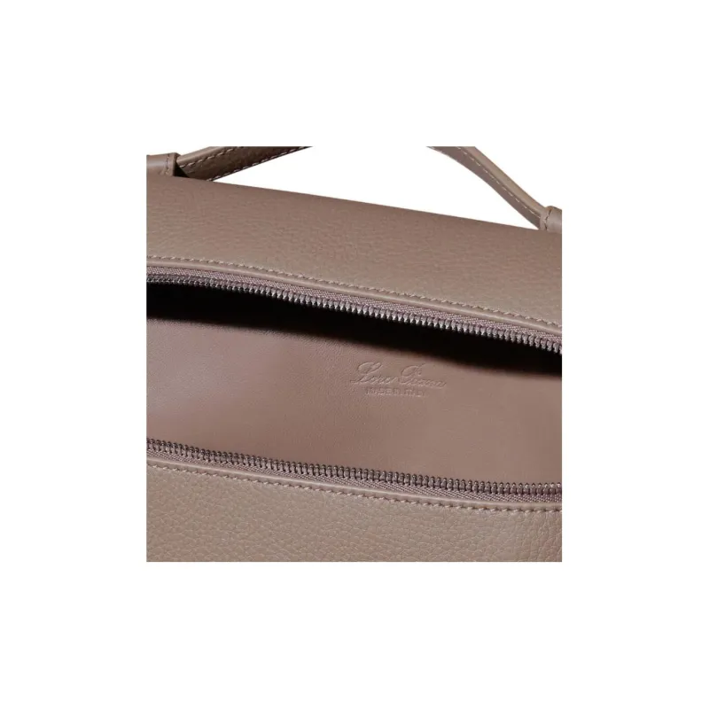 Loro Piana ExtraPocket Leather Tofu Bag Backpack Regular Women's Warm Beige/Elephant Gray-5