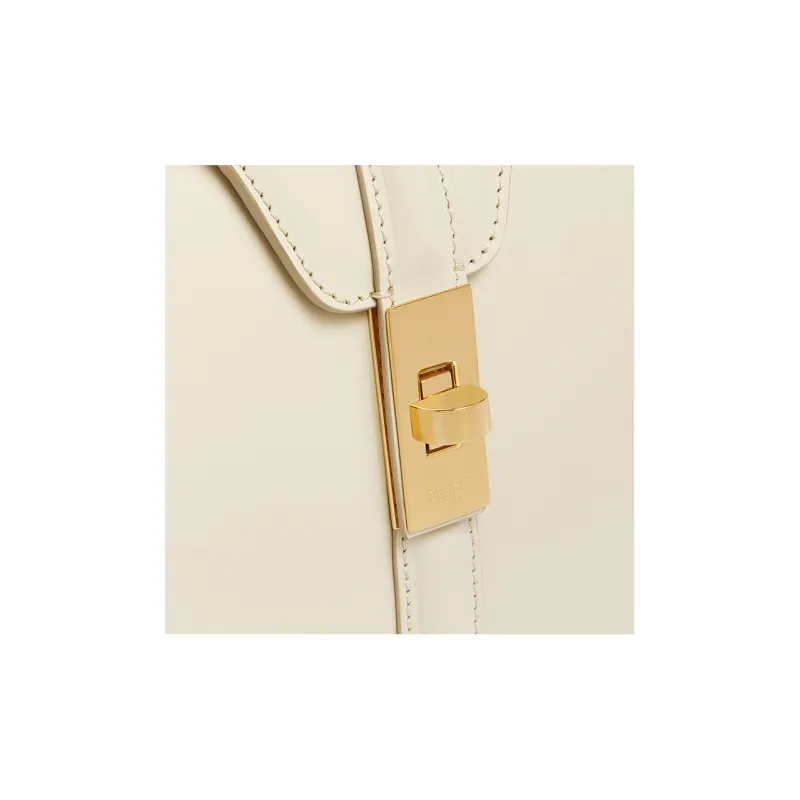 CELINE 16 Calfskin Shoulder Bag Crossbody Bag Handbag Small Size Women's Beige-4