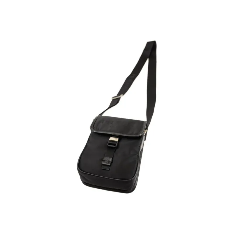 PRADA Nylon Leather Patchwork Messenger Bag Crossbody Bag Shoulder Bag Men's Black-4