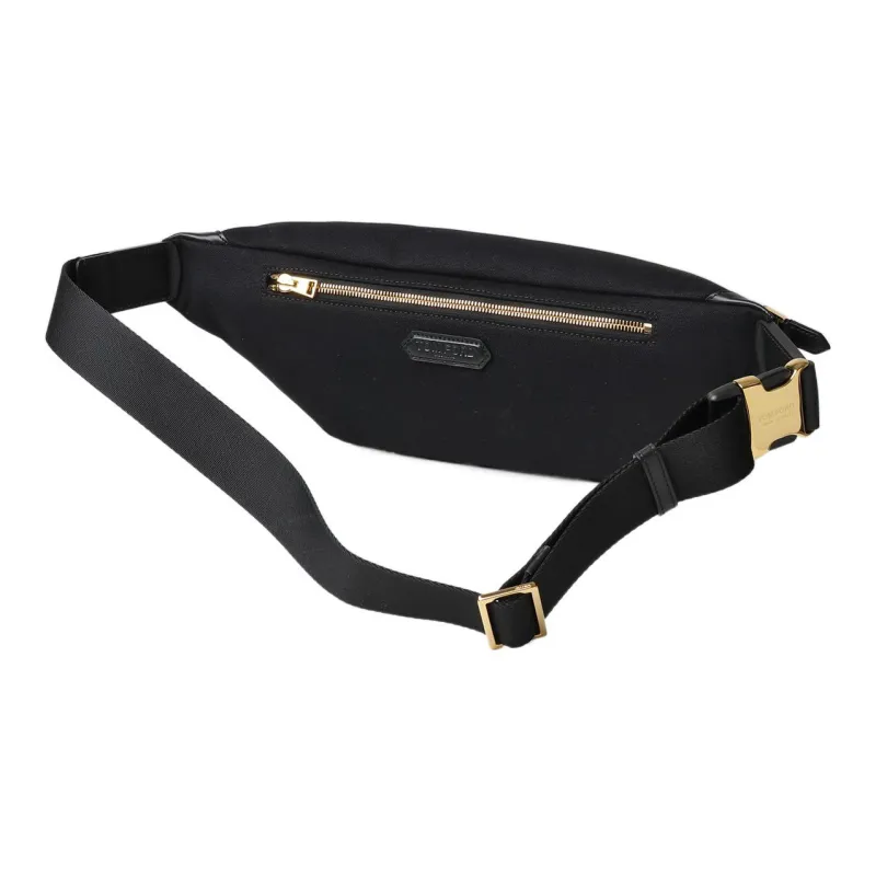 TF Buckley Calfskin Trim Sling Bag Fanny Pack Men's Black-4