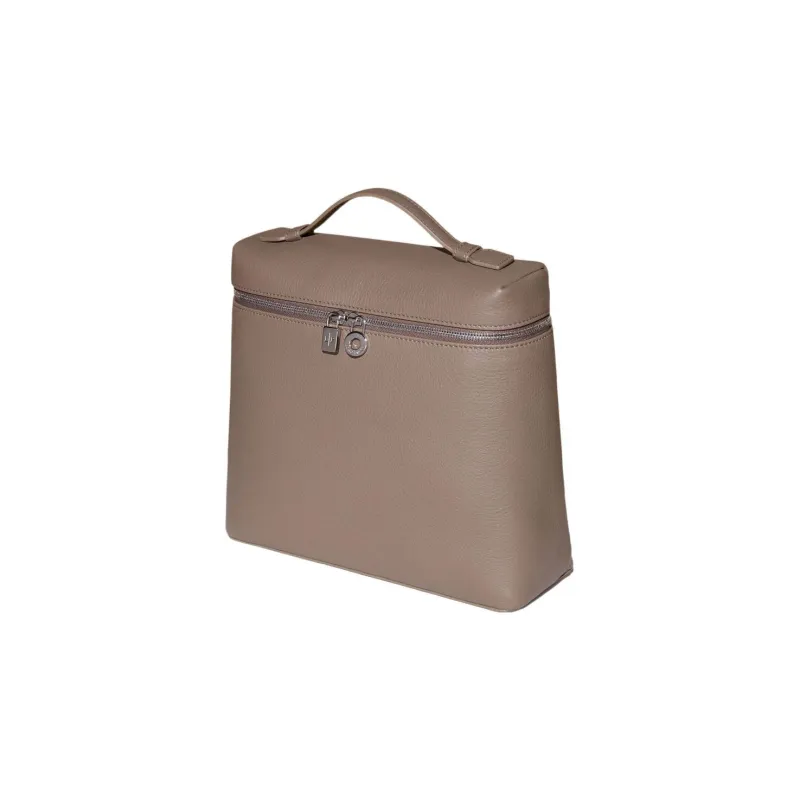 Loro Piana ExtraPocket Leather Tofu Bag Backpack Regular Women's Warm Beige/Elephant Gray-1