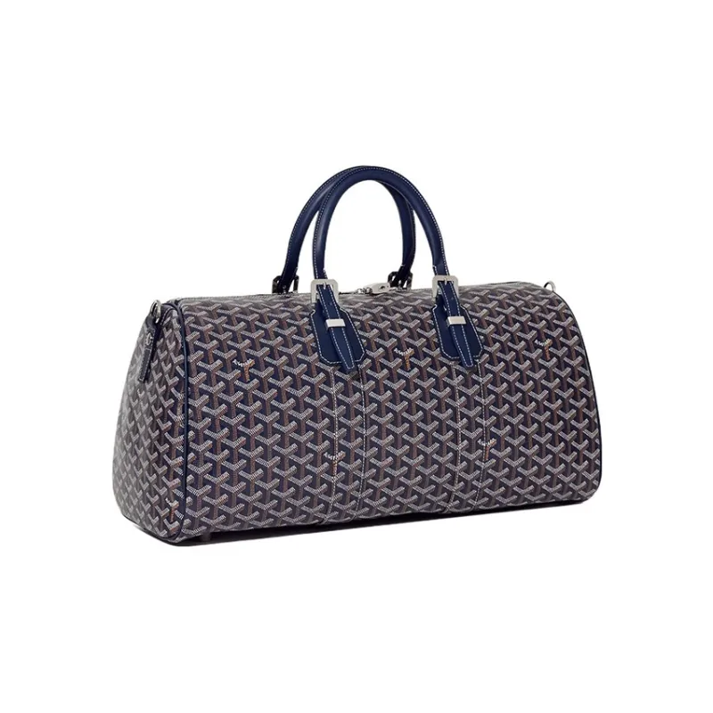 GOYARD Boston Canvas With Leather Portable Crossbody Travel Bag Medium Size Unisex Marine Blue-1