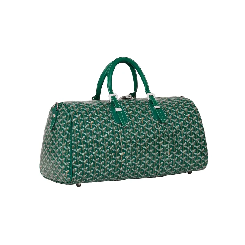 GOYARD Boston Canvas With Leather Portable Crossbody Bag, Travel Bag Medium Size Unisex Green-1