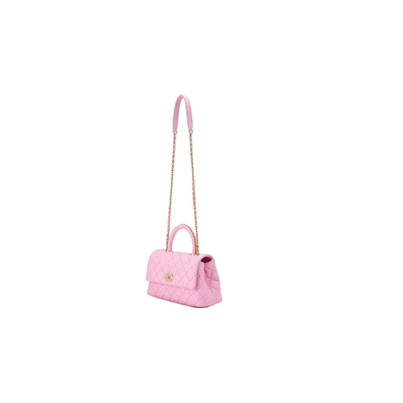 CHANEL Coco Handle23P Spring Summer Litchi Grain Cow Leather Handbag, Shoulder Bag, Crossbody Bag Trumpets Women's Pink-1