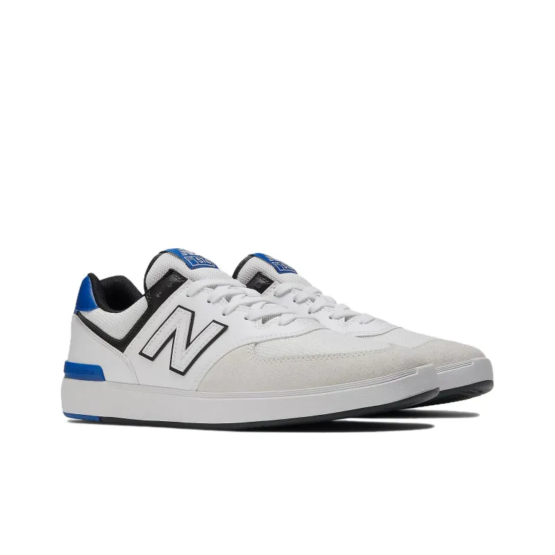 New Balance NB 574 Slip Resistant Cushioning Wear Resistant Low Top Skateboard Shoes Unisex White Blue-2