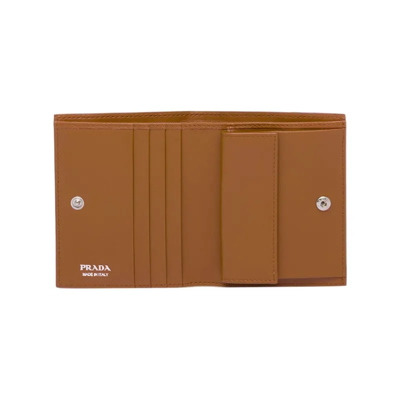 PRADA Leather Wallet Small Size Women's Caramel Brown-3