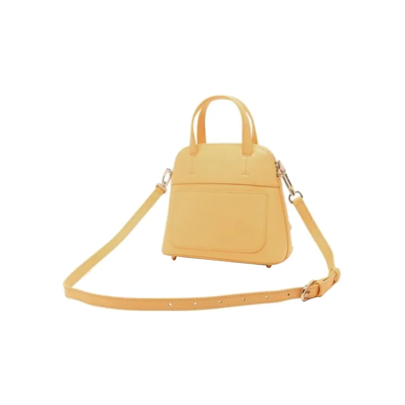 Furla Piper Collection Grained Leather Dome Bag Shoulder Bag Crossbody Bag Handbag Small Size Women's Yellow-3