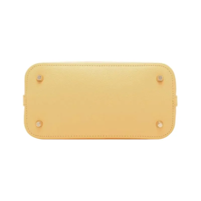 Furla Piper Collection Grained Leather Dome Bag Shoulder Bag Crossbody Bag Handbag Small Size Women's Yellow-4