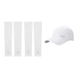 White (2 Pack Sleeve Covers+Thin Sports Baseball Cap)