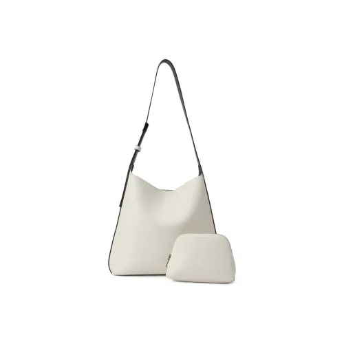 CHARLES&KEITH PU Tote Bag, Shopping Bag, Shoulder Bag Women's Navy Blue/Cream/Milk White/Orange/Green